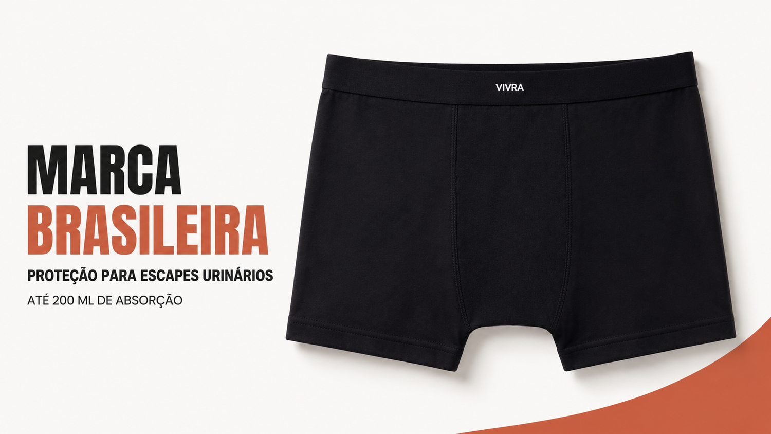 Cueca boxer absorvente VIVRA para incontinência urinária masculina