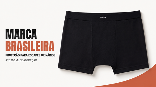 Cueca boxer absorvente VIVRA para incontinência urinária masculina