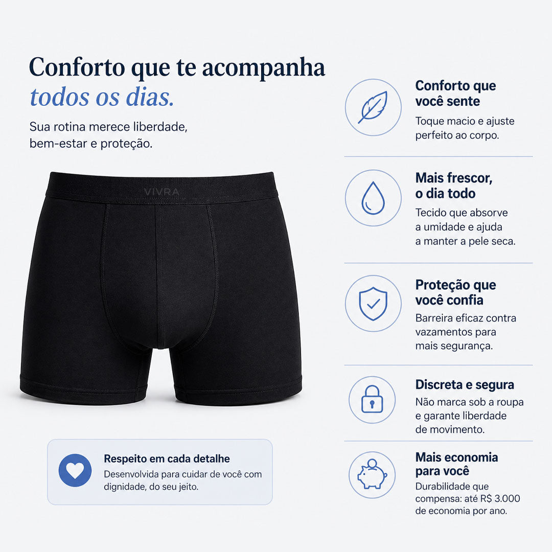 Cueca Boxer Absorvente - VIVRA